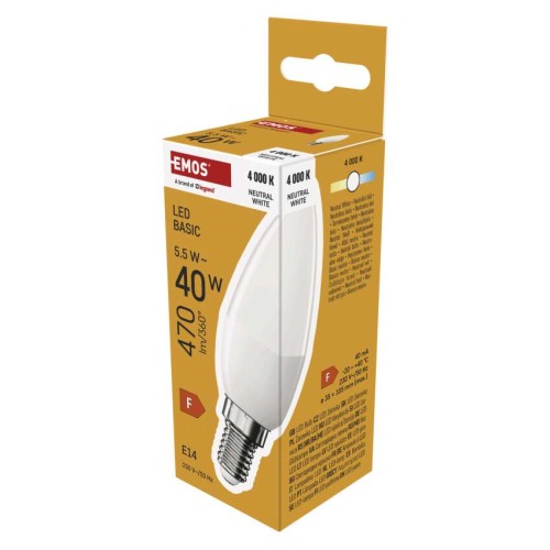 Lampadina LED Oliva E14 5.5W (40W) 470lm 4000K | Emos ZL3F23