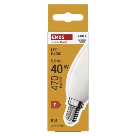 Lampadina LED Oliva E14 5.5W (40W) 470lm 4000K Luce Naturale | Emos ZL3F23