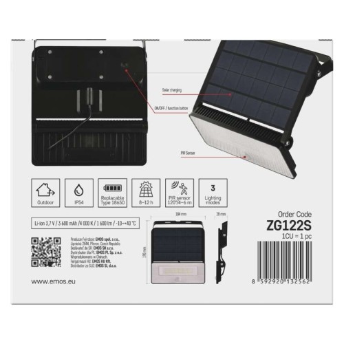 Applique LED Solare 4000K con Sensore... Applique LED Solare 4000K con Sensore...