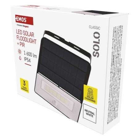 Applique LED Solare 4000K con Sensore PIR, 1600lm, Staffa Orientabile IP54 | Emos ZG122S