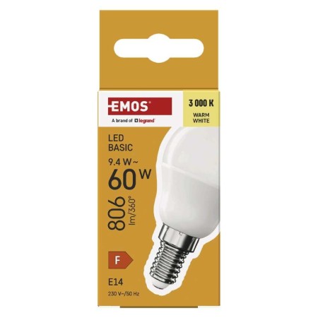Lampadina LED Sfera E14 9.4W (60W) 806lm 2700K Luce Calda | Emos ZL1F42