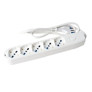 Multipresa 5 Uscite Universali SP 16A 3500W Cavo 1,5m Bianco Ecova 30080X