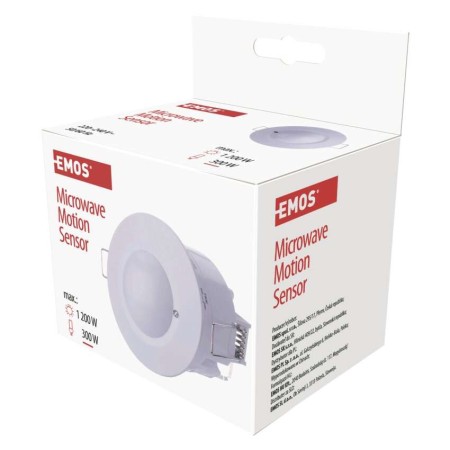 Sensore di Movimento a Microonde 1200W IP20 Bianco per Interni | Emos G1190