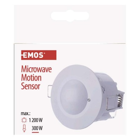 Sensore di Movimento a Microonde 1200W IP20 Bianco per Interni | Emos G1190