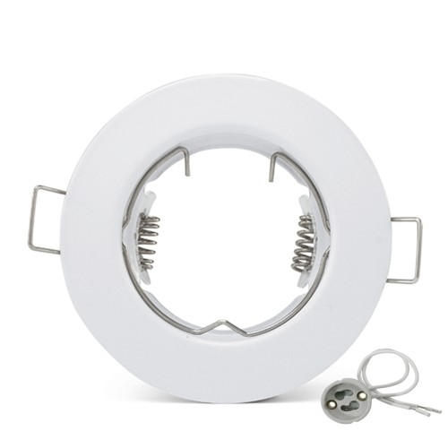Portafaretto fisso tondo da incasso bianco Elmark 9250R/W, foro 55mm, con portalampada GU10 incluso, per lampadine fino a 8W