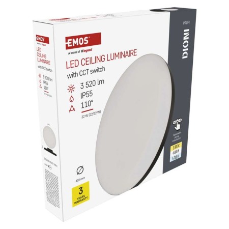 Plafoniera LED DIONI Nera 32W/22W CCT 3000K 4000K 5700K IP54 Ø410mm | EMOS ZM7155
