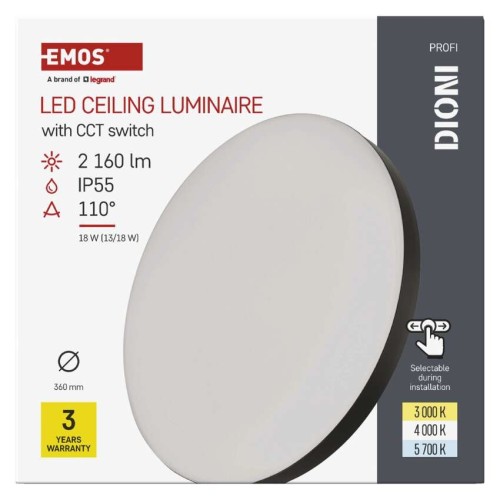 Plafoniera LED DIONI Nera 18W/13W CCT... Plafoniera LED DIONI Nera 18W/13W CCT...
