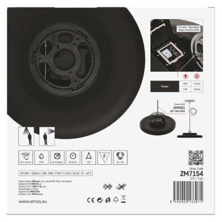 Plafoniera LED DIONI Nera 18W/13W CCT 3000K 4000K 5700K IP55 Ø360mm | EMOSZM7154