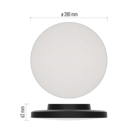 Plafoniera LED DIONI Nera 15W/10W CCT 3000K 4000K 5700K IP55 Ø280mm | EMOS ZM7153