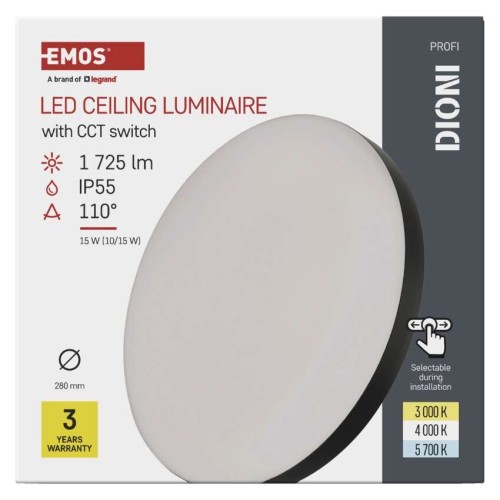Plafoniera LED DIONI Nera 15W/10W CCT... Plafoniera LED DIONI Nera 15W/10W CCT...
