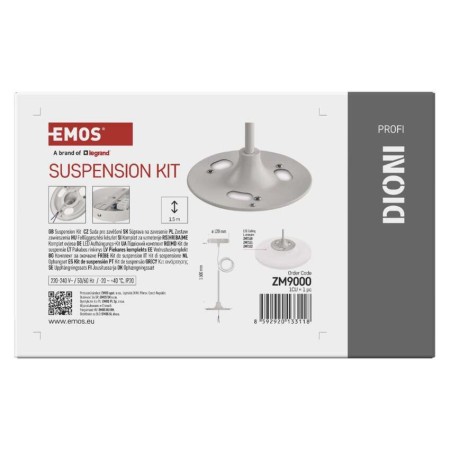 Kit di Sospensione Bianco per Plafoniere LED DIONI 1,5 m Ø120 mm | EMOS ZM9000