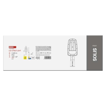 Armatura Stradale LED SOLIS 30W 3600lm 4000K IP65 Snodo Regolabile | EMOS ZO0304