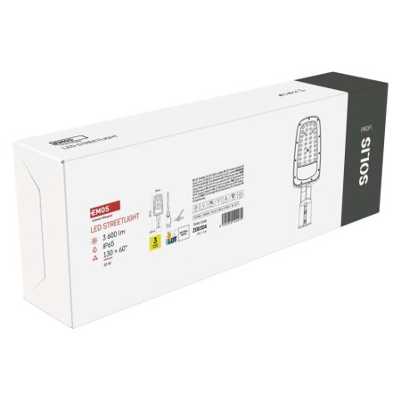 Armatura Stradale LED SOLIS 30W 3600lm 4000K IP65 Snodo Regolabile | EMOS ZO0304