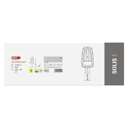 Armatura Stradale LED SOLIS 30W 3600lm 3000K IP65 Snodo Regolabile | EMOS ZO0303