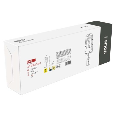 Armatura Stradale LED SOLIS 30W 3600lm 3000K IP65 Snodo Regolabile | EMOS ZO0303
