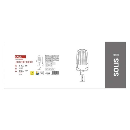 Armatura Stradale LED SOLIS 70W 8400lm 4000K IP65 Snodo Regolabile | EMOS ZO0704