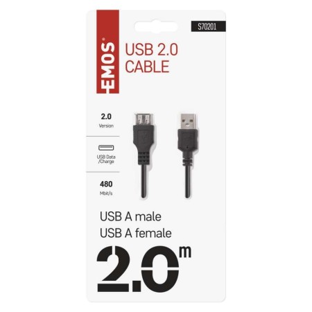 Prolunga USB 2.0 A Maschio – A Femmina 2m Nero | EMOS S70201