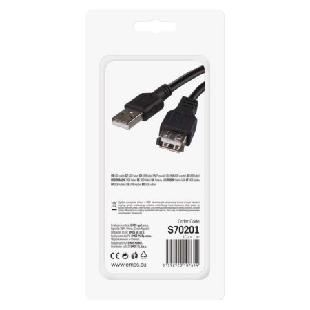 Prolunga USB 2.0 A Maschio – A Femmina 2m Nero | EMOS S70201