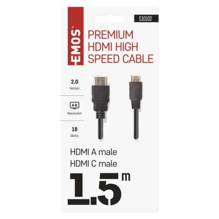 Cavo HDMI 2.0 High Speed con Connettori A-C 1,5m UHD 4K | EMOS S10102