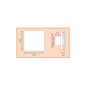 Aspiratore da muro LUX Levante bianco 90mm con frontalino quadrato, installato in un bagno moderno, protezione IPX4 2