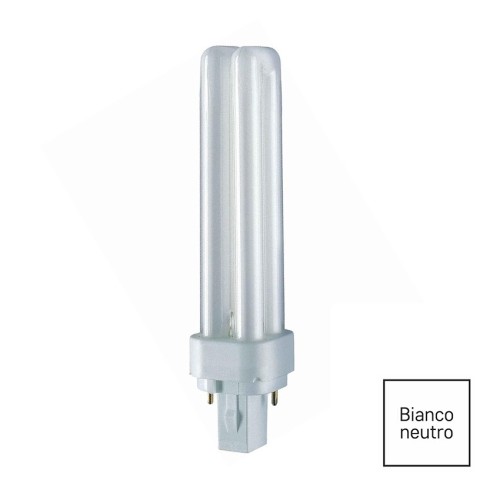 Lampada fluorescente compatta G24d-1 13W 2 pin luce neutra 4000K 138 mm