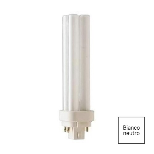 Lampadina Fluorescente G24Q-3 18W 4 Pin Luce Neutra 4000K