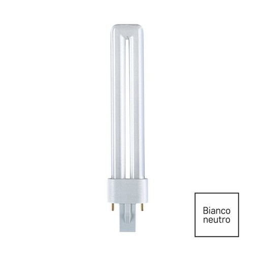Lampada fluorescente compatta G23 7W 2 pin luce neutra 4000K 137 mm