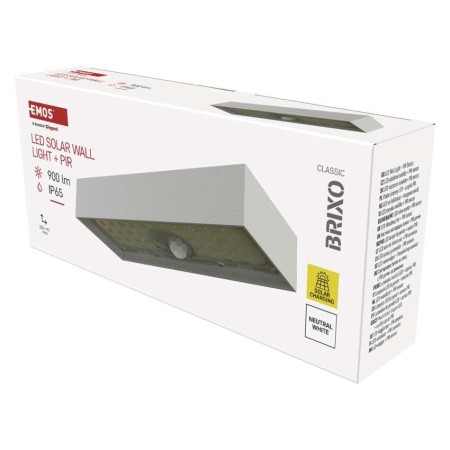 Applique Solare BRIXO LED | 900lm 4000K | Sensore PIR 7m | EMOS ZG165S