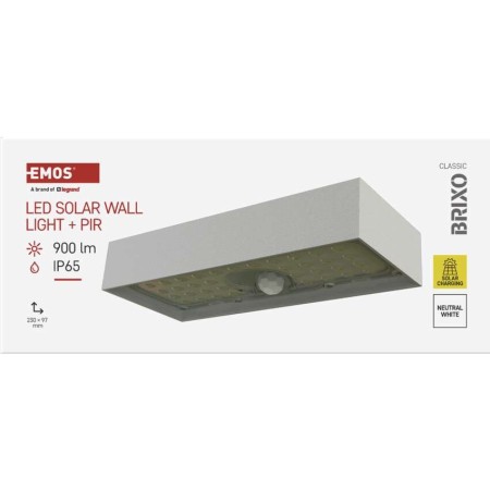 Applique Solare BRIXO LED | 900lm 4000K | Sensore PIR 7m | EMOS ZG165S