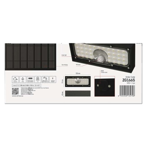 Applique Solare a LED BRIXO Nera con... Applique Solare a LED BRIXO Nera con...