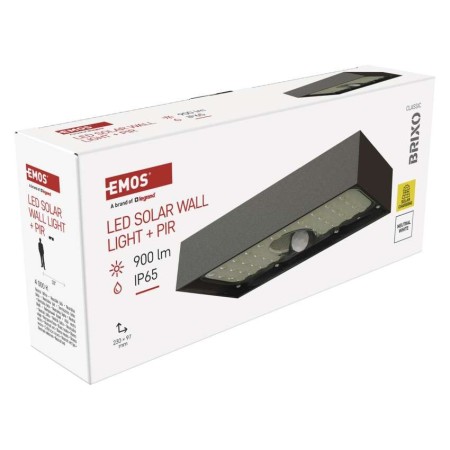 Applique Solare a LED BRIXO Nera con Sensore di Movimento 350lm 4000K IP65 | EMOS ZG162S