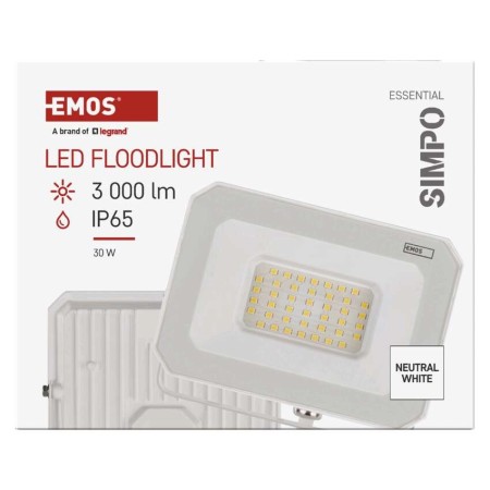 Faro LED SIMPO 30W 3000lm 4000K Colore Bianco | EMOS ZS2233W