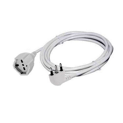 Prolunga Elettrica 5m con Cavo 3x1mm² e Spina 90° 16A, Colore Bianco