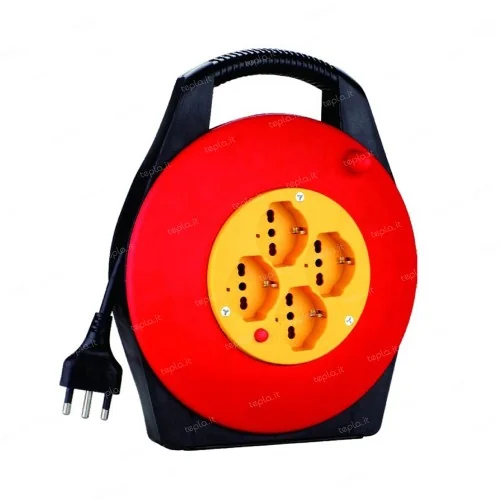 Avvolgicavo elettrico 15 metri 4 prese universali cavo 3x1.5 con disgiuntore termico ECOVA 30121 Avvolgicavo elettrico 15 metri 4 prese universali cavo 3x1.5 con disgiuntore termico ECOVA 30121