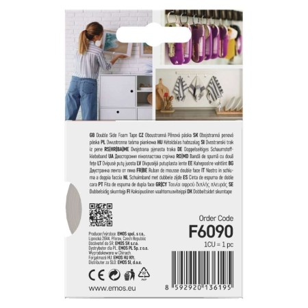 Nastro Biadesivo in Schiuma EMOS F6090 20 mm x 3 m – Versatilità per Uso Domestico e Professionale