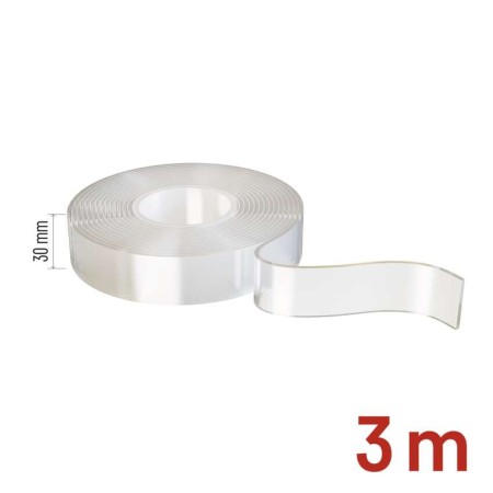 Nastro Biadesivo NANO 30mm x 3m Trasparente Riutilizzabile e Multiuso | EMOS F6300