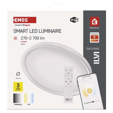 Plafoniera LED Smart GoSmart Rotonda 45W (160W) CCT Dimmerabile WiFi 2700lm | Emos ZM5192