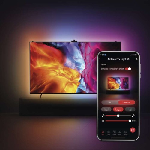 Illuminazione LED Ambient GoSmart ZTV55 - Retroilluminazione RGBIC con controllo smart e protezione occhi per TV da 55''.