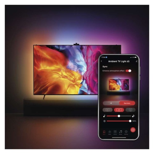 Illuminazione LED Ambient GoSmart ZTV65 - Sistema di retroilluminazione intelligente RGBIC per TV da 65 pollici