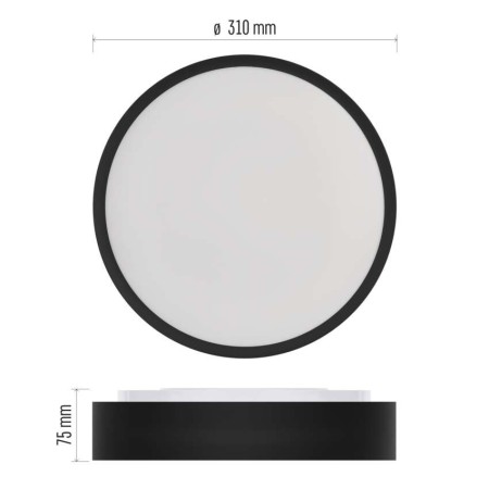Plafoniera LED Rori Rotonda CCT 17W Dimmerabile con Telecomando Nera | EMOS ZM4401