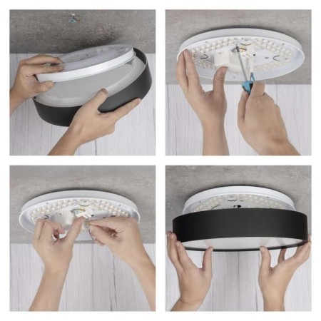 Plafoniera LED Rori Rotonda CCT 17W Dimmerabile con Telecomando Nera | EMOS ZM4401