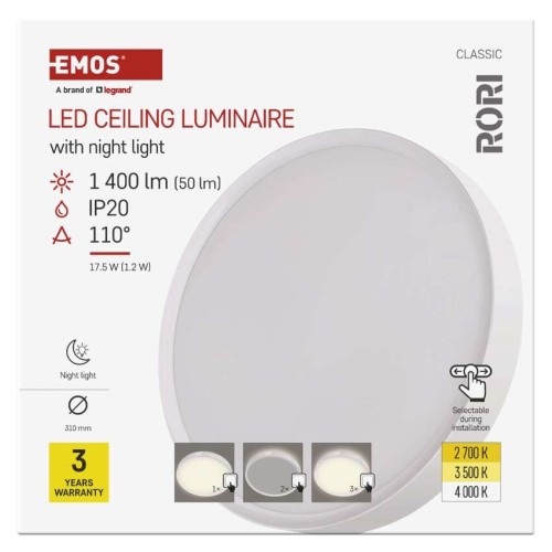 Plafoniera LED Rori Rotonda CCT 17W...