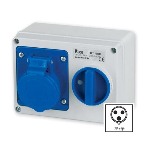 Presa Interbloccata 32A 2P+T 220V IP44 con Fondo da Parete ROSI | 14.3234B6