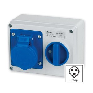 Presa interbloccata da parete con fondo ROSI 16A 2P+T 220V IP44 | 14.3214B6