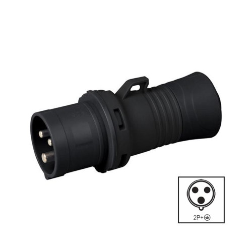 Spina industriale nera 2P+T 32A IP44 per concerti ed eventi