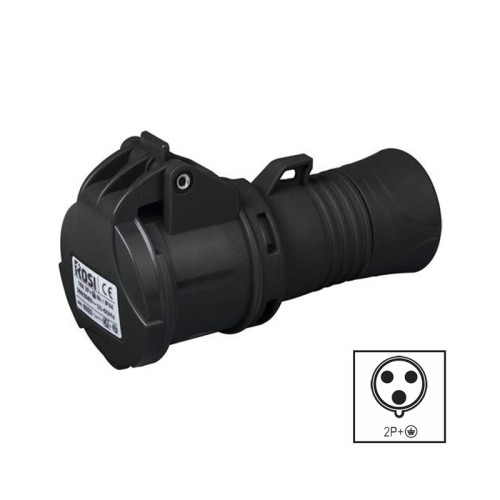 Presa industriale nera 2P+T 32A IP44 per concerti ed eventi | ROSI 1009413N