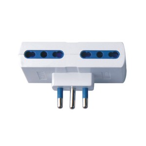 Adattatore Quadruplo con Spina 16A e 4 Prese Bipasso 10/16A Bianco - Ecova 33049