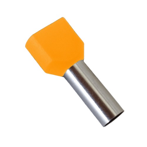 Terminale a Tubetto Doppio 2x4mm² con Isolamento PVC Arancione