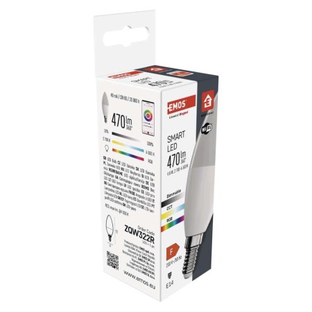 Lampadina LED RGB GoSmart Oliva E14 4.8W (40W) 470lm RGB+CCT 2700-6500K Dimmerabile Wi-Fi | EMOS ZQW322R