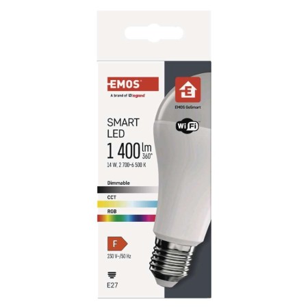 Lampadina LED RGB GoSmart A65 E27 14W Wi-Fi: Illumina la Tua Casa con Stile e Tecnologia | EMOS ZQW516R